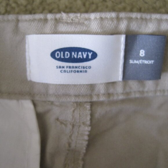 Set of 2 Old Navy Boy’s 8 Slim Navy Blue Shark Khaki Tan Ecru Shorts Summer - Picture 7 of 13